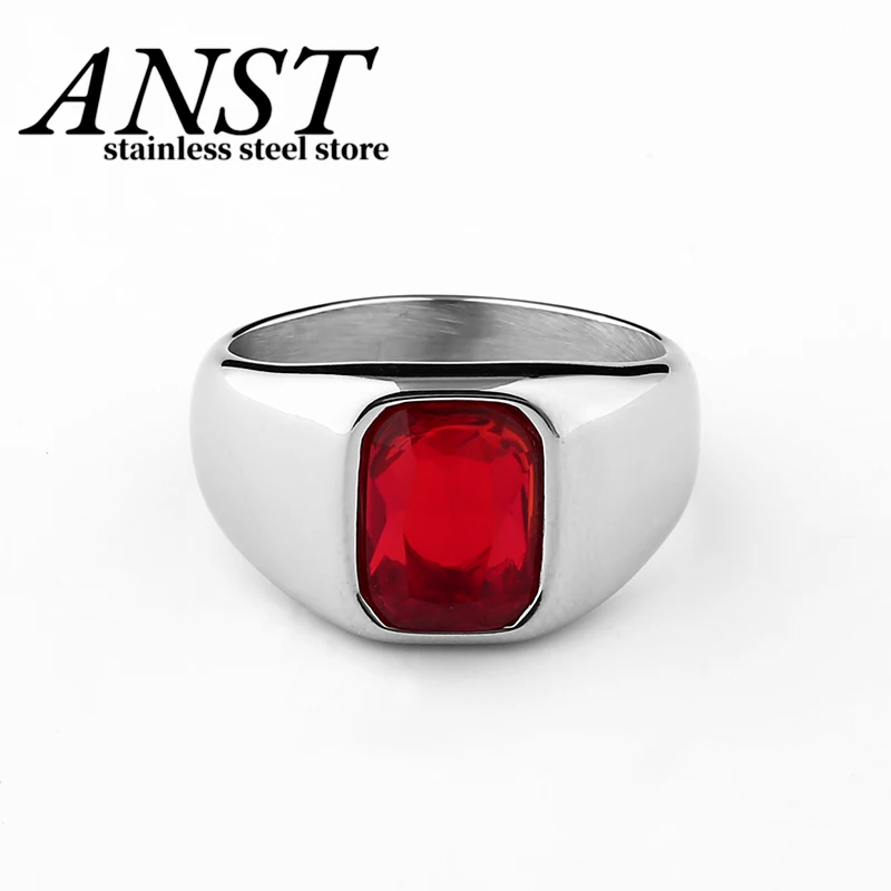 2023 New Fashion Good Polished Stainless Steel Red Stone Ring For Man Women Couple&Wedding Jewelry Charm Personality Accessories