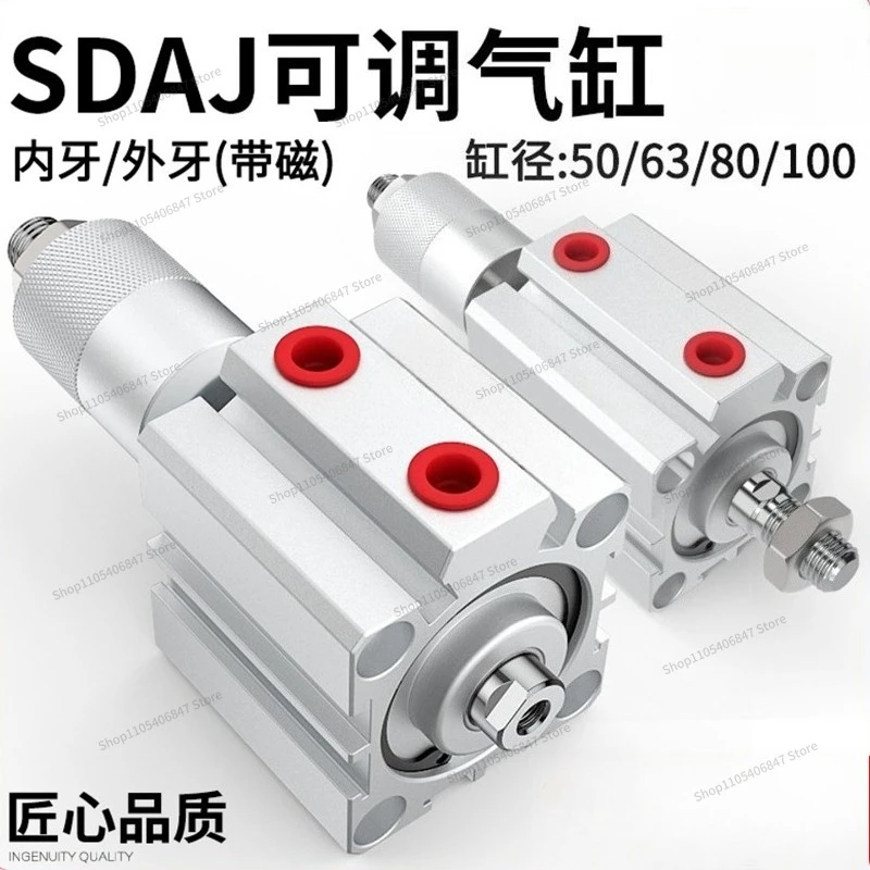 For SDAJ Thin Cylinder Adjustable Stroke 50/63/80 * 20/30/40/50/75-50 -S-B with Magnetic External Thread