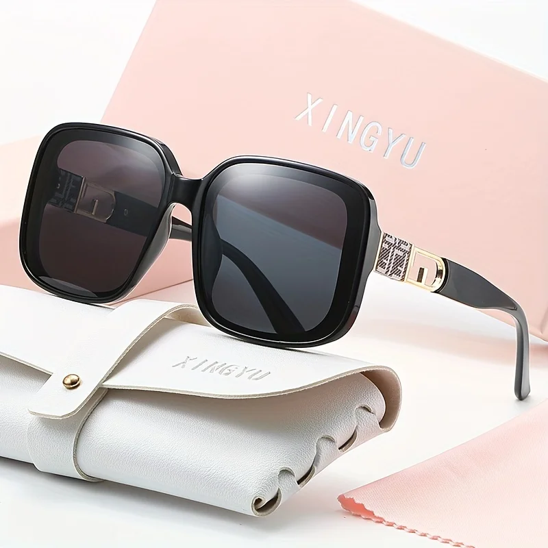 2024  Oversized New Fashion Luxury Square Sunglasses Women Shine Letters Eyewear Ladies Designer Sun Glasses Gafas De Sol UV400