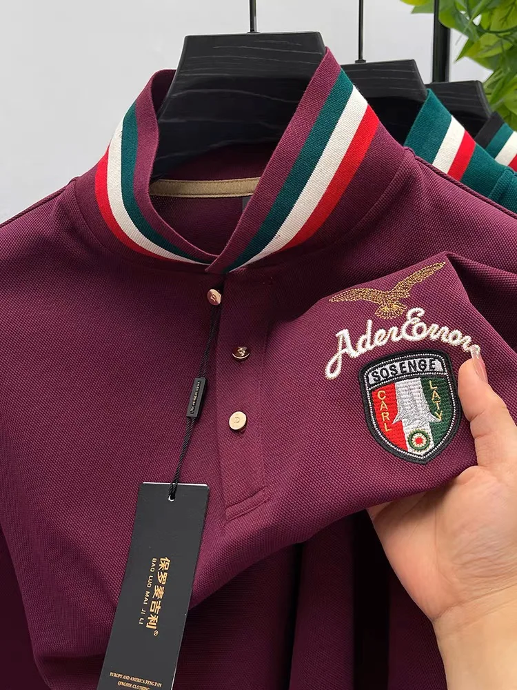 

High end brand men's long sleeve polo shirt Spring Autumn fashion embroidery Korean casual business T-shirt Paul men's clothing