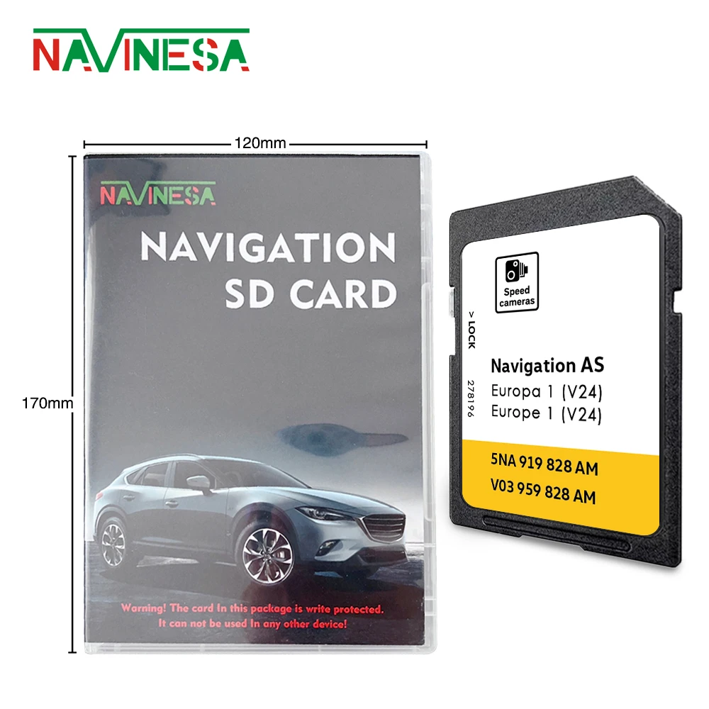 AS V24 for VW Passat B8 3G from 2014 Discover Media Navi AS Maps GPS UK Europe 2026 Sat Nav SD Memory Card 32GB