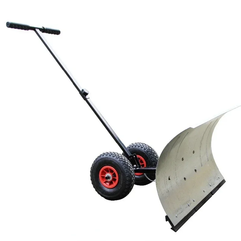 Manual snow shovel with wheels