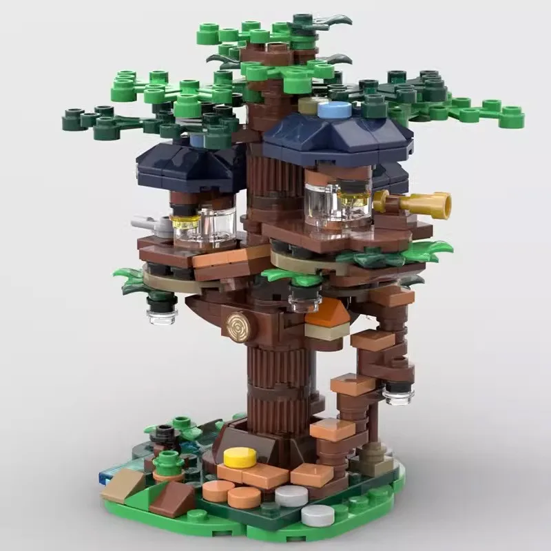 Blocs de construction créatifs pour maison d'arbre d'hiver, vue sur la rue de la ville, modèle d'architecture, Micro à assembler, jouet en brique, cadeau pour enfant fille et adulte, 2024