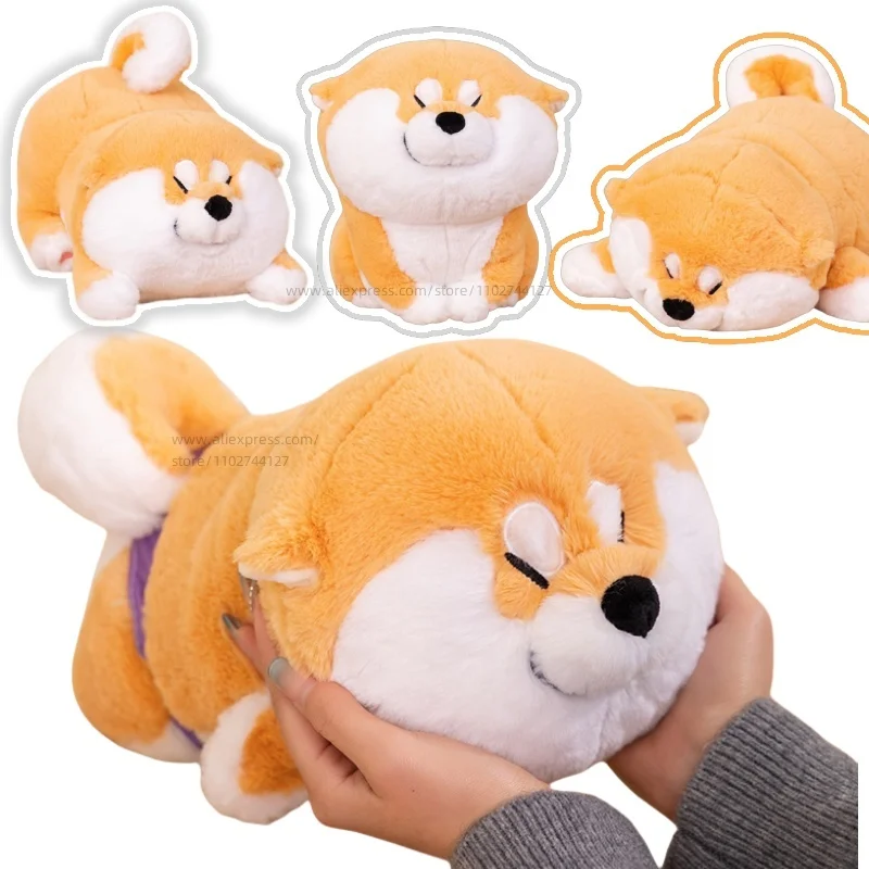 Soft Japan Anime Shiba Inu Dog Stuffed Animal Plushie Lying Puppy Toy Cartoon Throw Pillow Nap Sleep Bed Cushion Gift For Boy