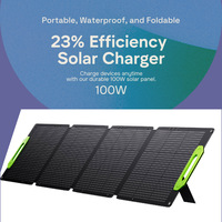 100W Portable Foldable Solar Panel, 23% Monocrystalline, ETFE Laminated, USB Type-C & MC4 Outputs, IP67 Waterproof Solar Charger