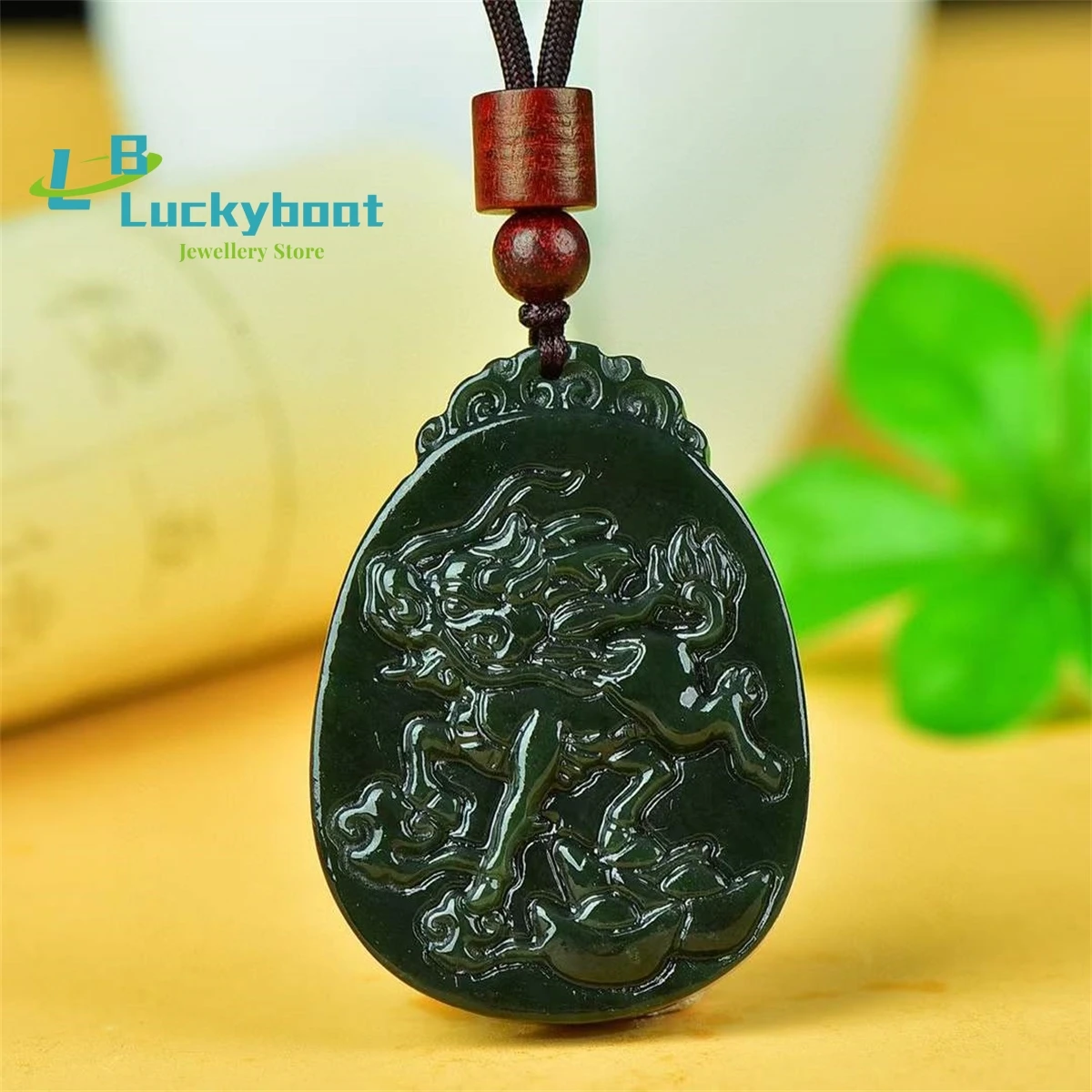 Natural Hetian Qingyu Kylin Lucky Beast Pendant Simple and Personalized Fashion Versatile Retro Ethnic Men and Women's Style