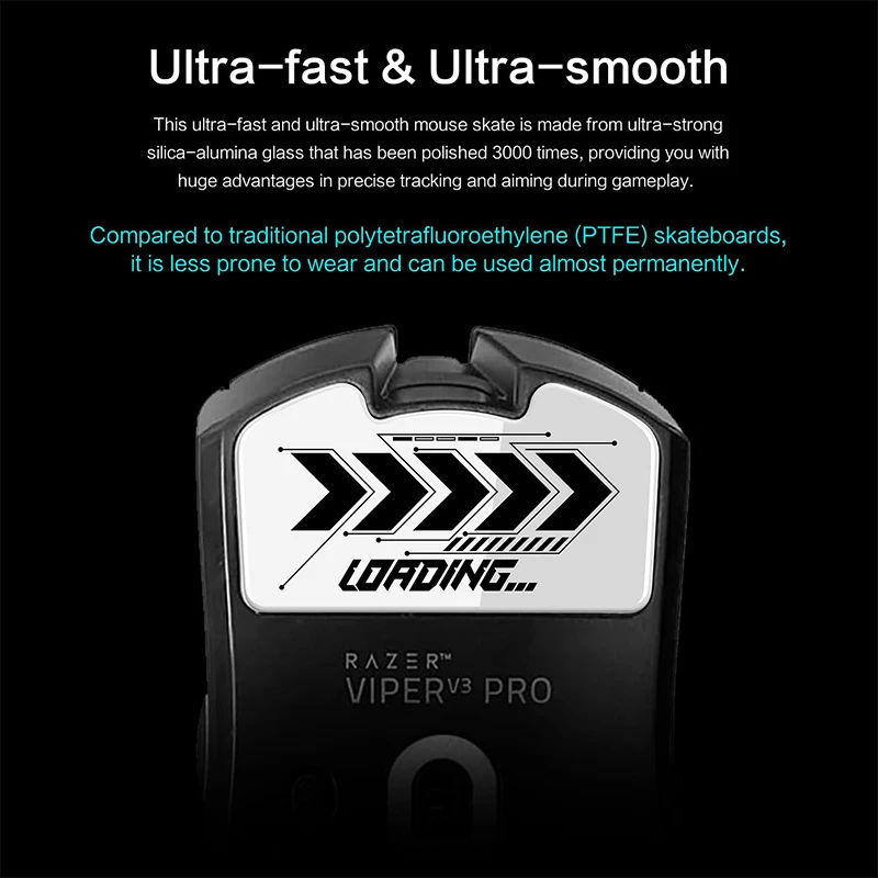 Ножки для мыши, коньки, сверхпрочное безупречное стекло, сверхбыстрая, гладкая, прочная подошва для игровой мыши Razer VIPER V3 V2 PRO