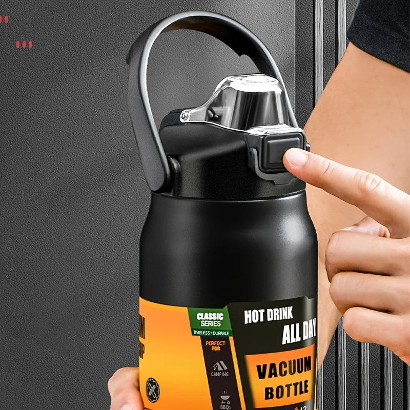 1 قطعة 1500/1200 مللي كوب مكنسة من الفولاذ المقاوم للصدأ مع مقبض مانعة للتسرب سعة كبيرة زجاجة ماء عازلة #5