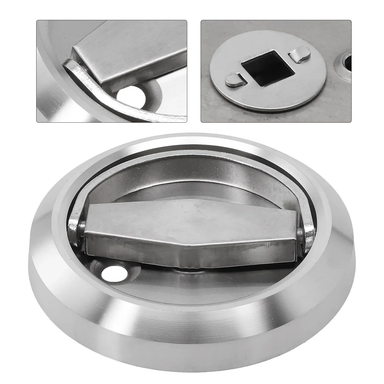 Stainless Steel Invisible Door Handles Round Embedded Concealed Cabinet Knobs Sliding Door Pull Circular Pull Ring Lock Hardware
