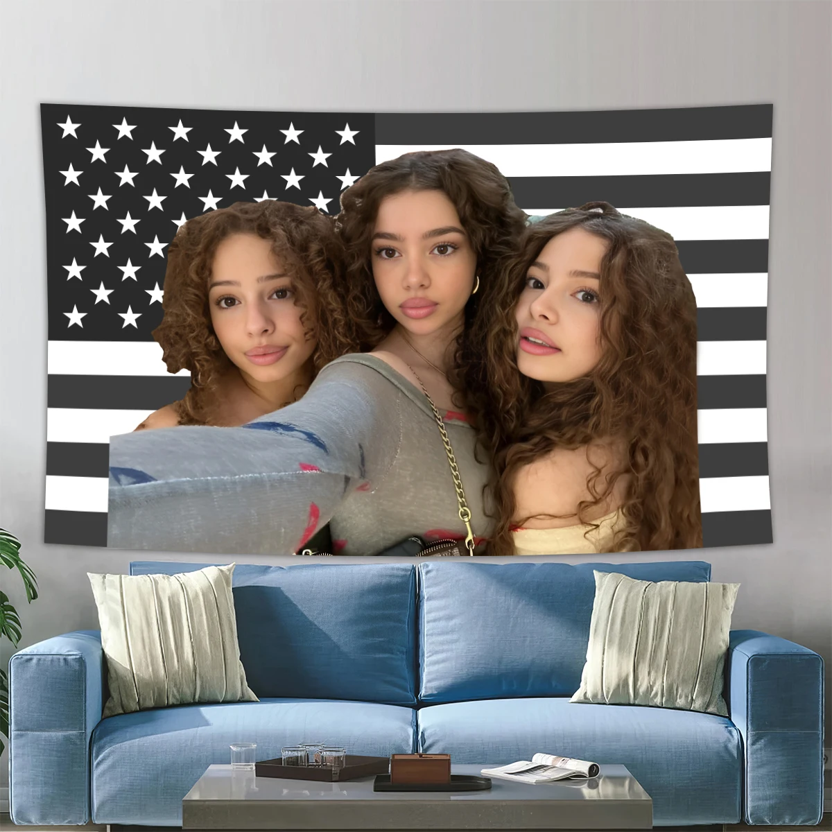 90X150CM Kalogeras Sisters 2024 Amerykańska flaga Wiszący gobelin ścienny Wystrój pokoju Podwójna penetracja do wystrój pokoju Wystrój akademika