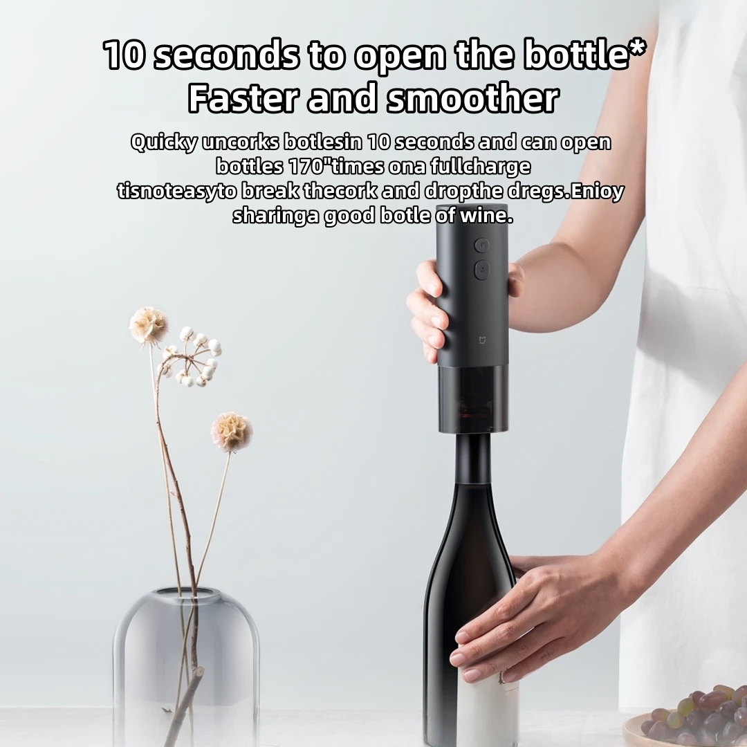 Mijia Electric Wine Opener 3-second electric bottle opener Lithium battery portable Non-slip handle Kitchen bar tools