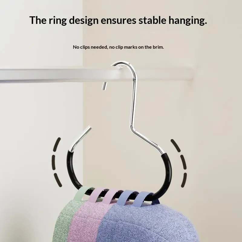Rust Proof Stainless Steel Baseball Cap Rack Non-Slip Wall Mount Hanging Hat Organizer for Bathroom Bedroom