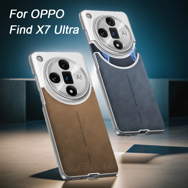 GKK Original Case For OPPO Find X7 Ultra Luxury Frosted Leather Lens Protective Frame 2 in 1 Cover For OPPO Find X7 Ultra Case