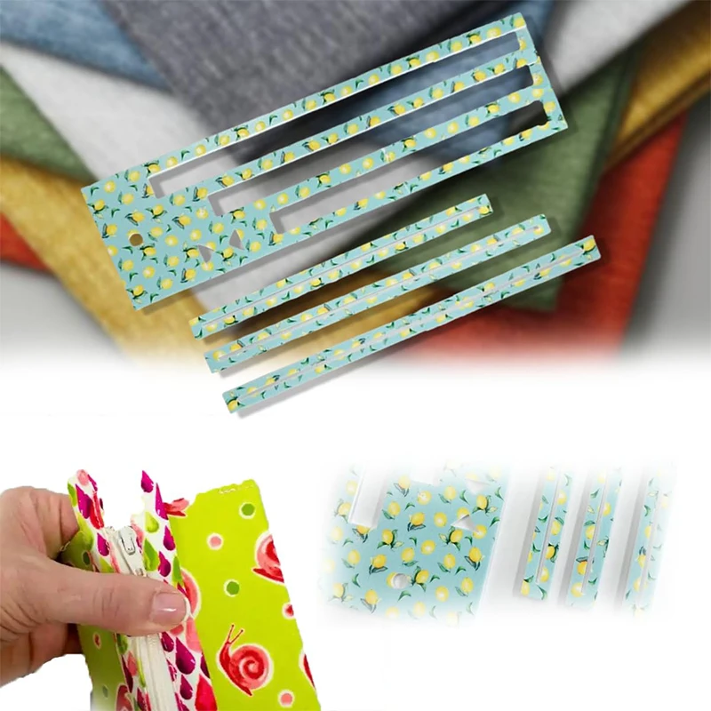 Zipper Pocket Template, 7/8/9 Inch Zipper Making Templates With Hole To Hang, Acrylic Zipper Pocket Template Set For Sewing Bags