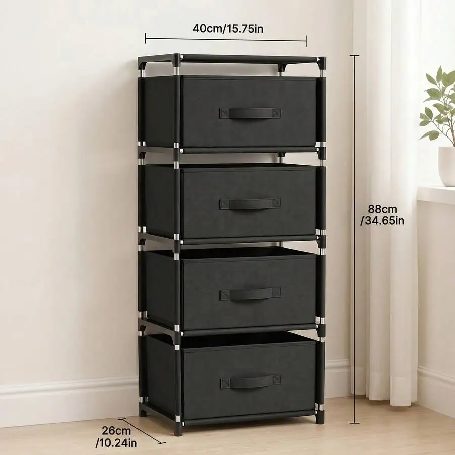 1Pc Multi-Drawer Fabric Storage Dresser, Heavy-Duty Metal Frame Large Capacity Cabinet, Clothes Organizer For Bedroom And Closet Storage