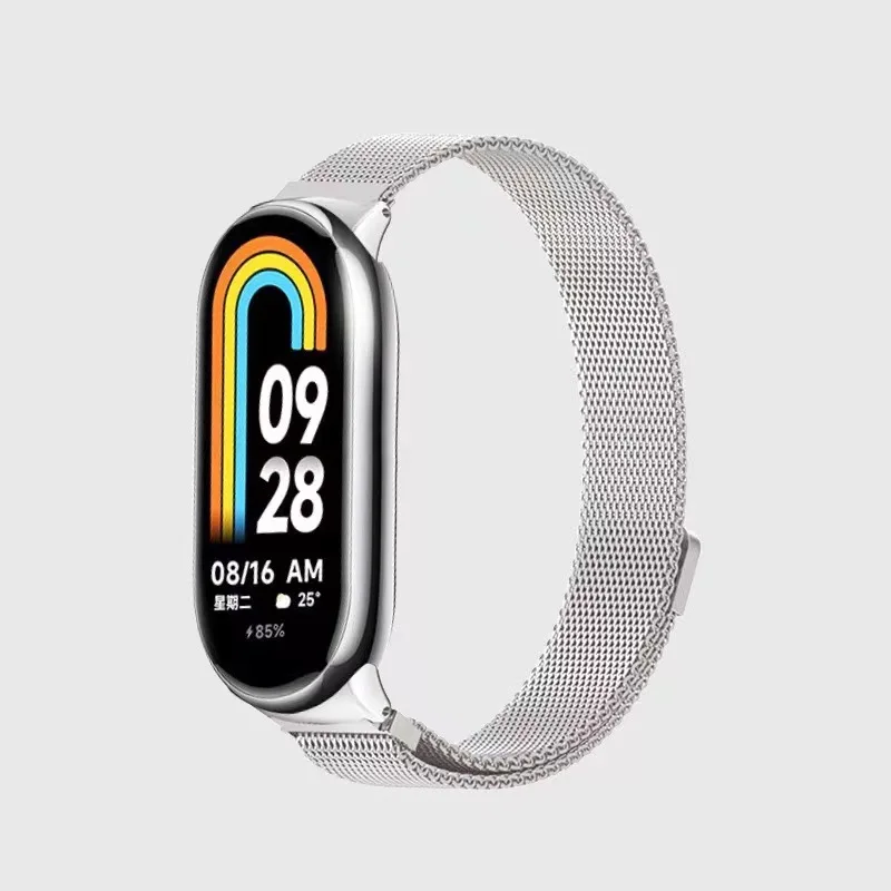 Pulseira de relógio de laço milanês de aço inoxidável para xiaomi mi band 8 9 nfc pulseira inteligente substituição acessórios de relógio