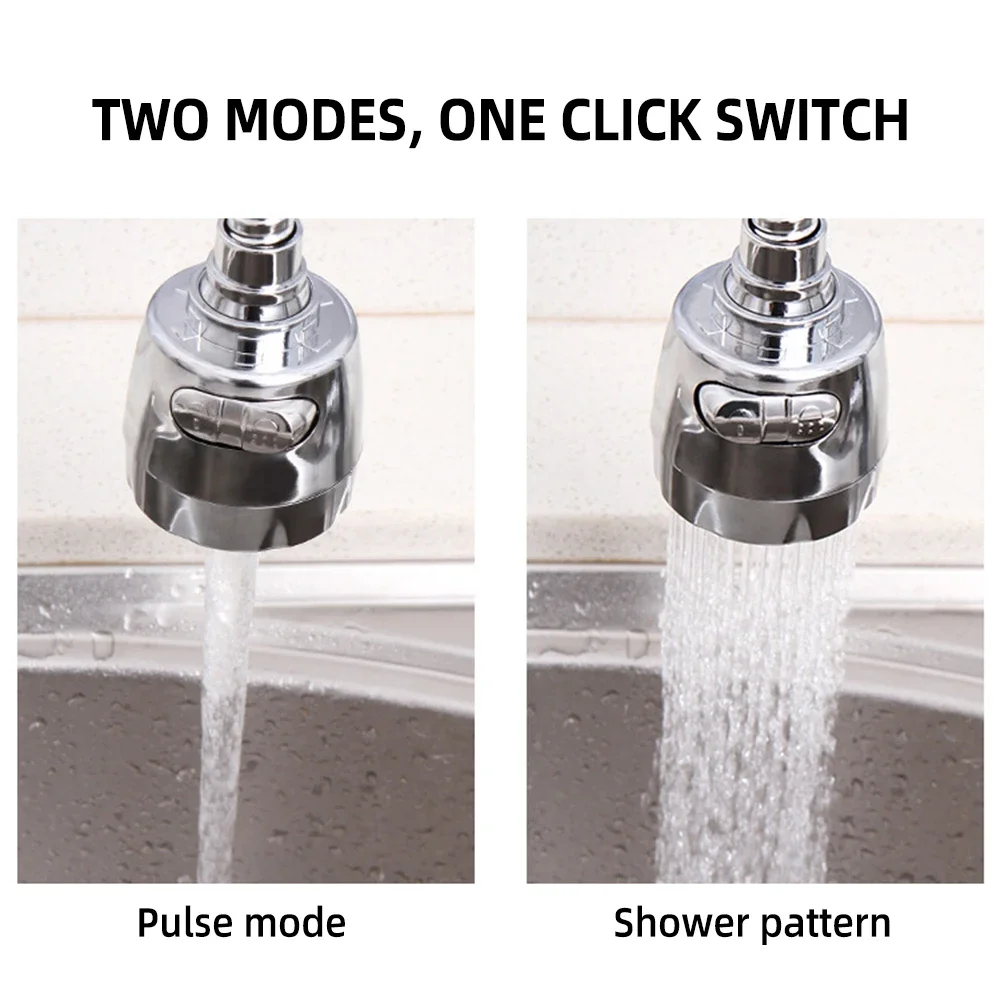 2 Modes Rotatable Water Saving Kitchen Faucet Extender High Pressure Splash-Proof Nozzle Tap Adapter Sink Filter Sprayer