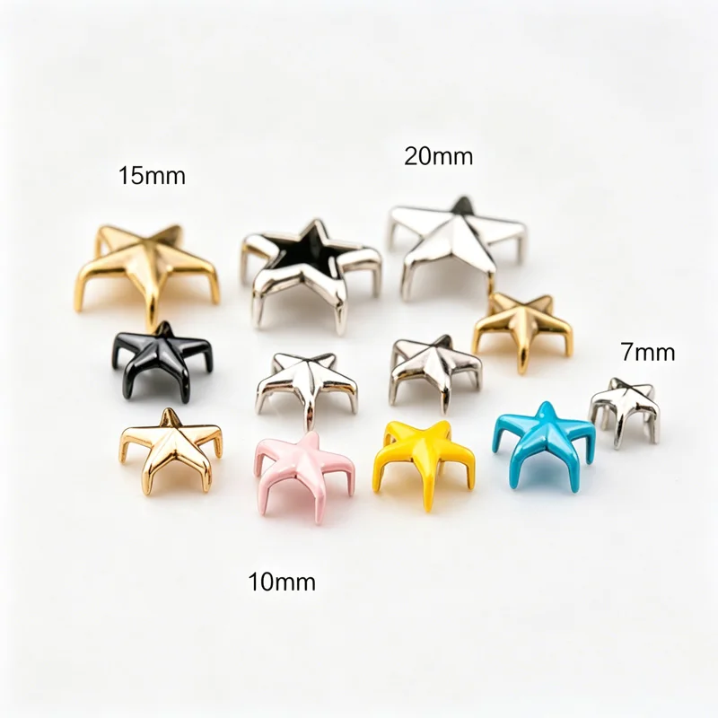 Star Rivets 7mm 10mm 15mm 20mm Colorful High Quality 5 Claws Pentagram Garment Rivets For Clothing Jewelry Bags DIY Accessory