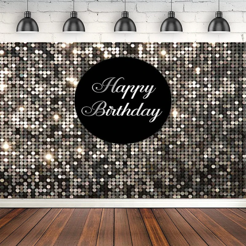 Sliver Glitter Photography Backdrop For Child Kid Portrait Background For Photo Studio Happy Birthday Party Decoration Poster