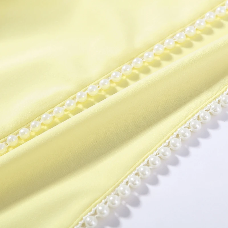 Sexy Pearl Patchwork Dress With Scarf Women Solid Sleeveless Tube Top Short Party Dresses Female 2026 Fashion Summer Robe Lady