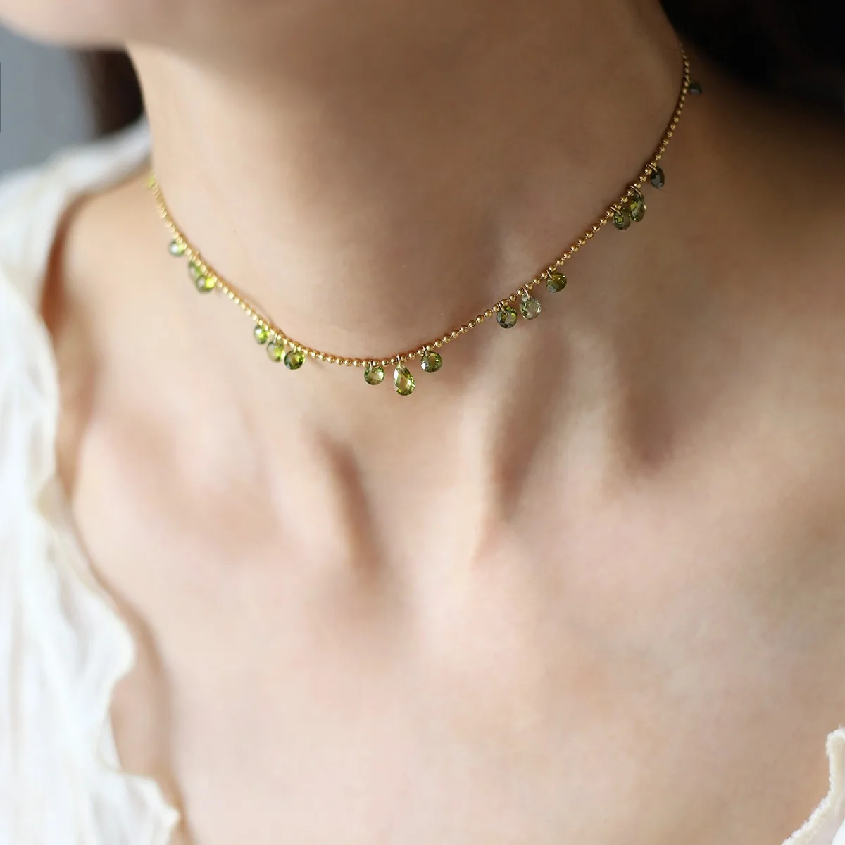 Mode Zirkonia Unregelmäßige Wassertropfen Halskette 18K Gold Überzogene Edelstahl Schlüsselbein Kette Eingetroffen Kragen Schmuck