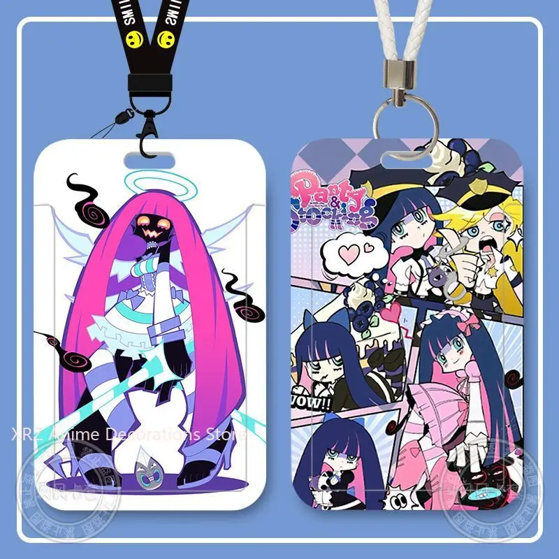 

Anime Panty & Stocking with Garterbelt Student Lanyard Card Sleeve ID Bus Subway Access Work Permit Kids Chain Key Holder Cover