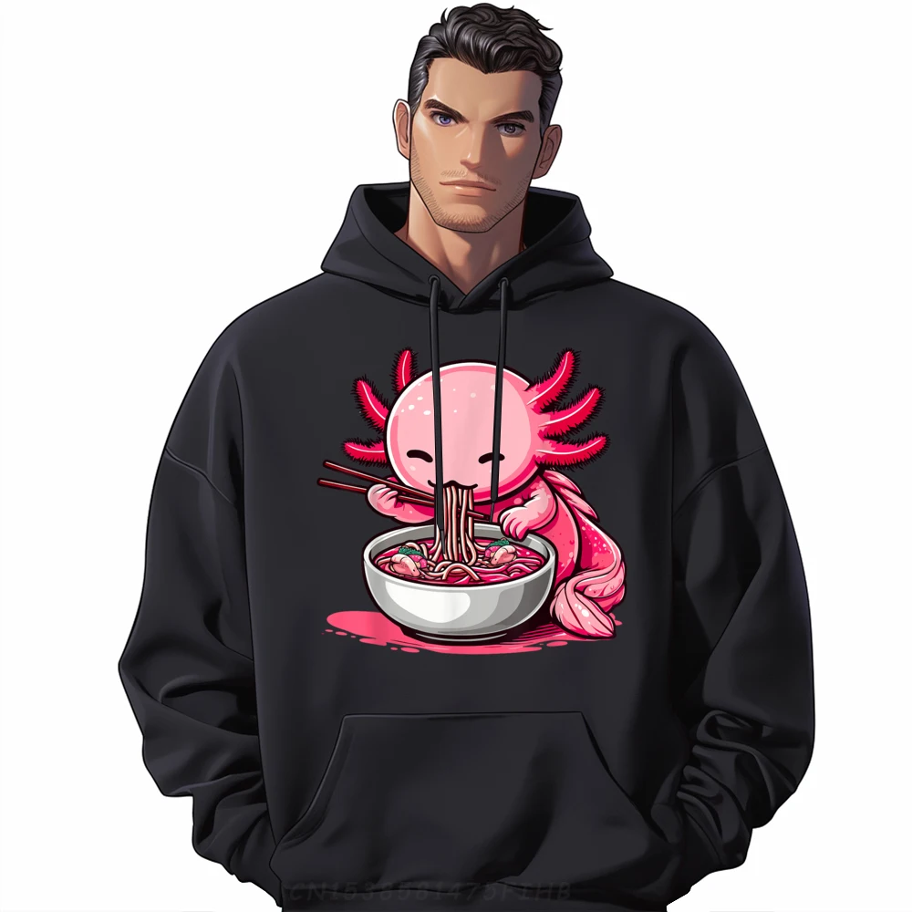 Kawaii Axolotl Eating Ramen Noodles Boy Sweatshirts For Men Men Clothing St Patrick's Day