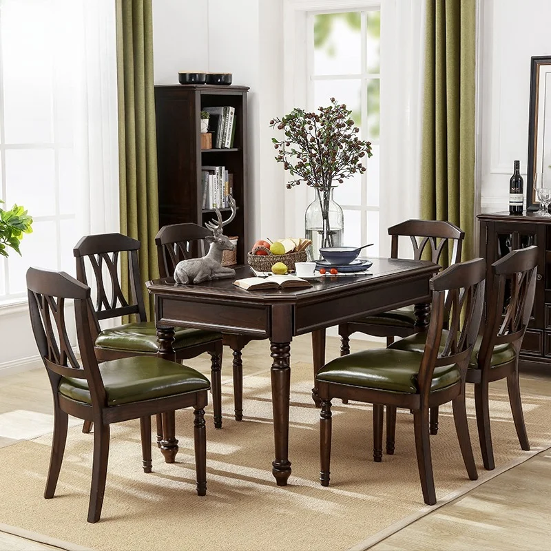 

Solid wood American country dining table dining chair combination, simple small apartment