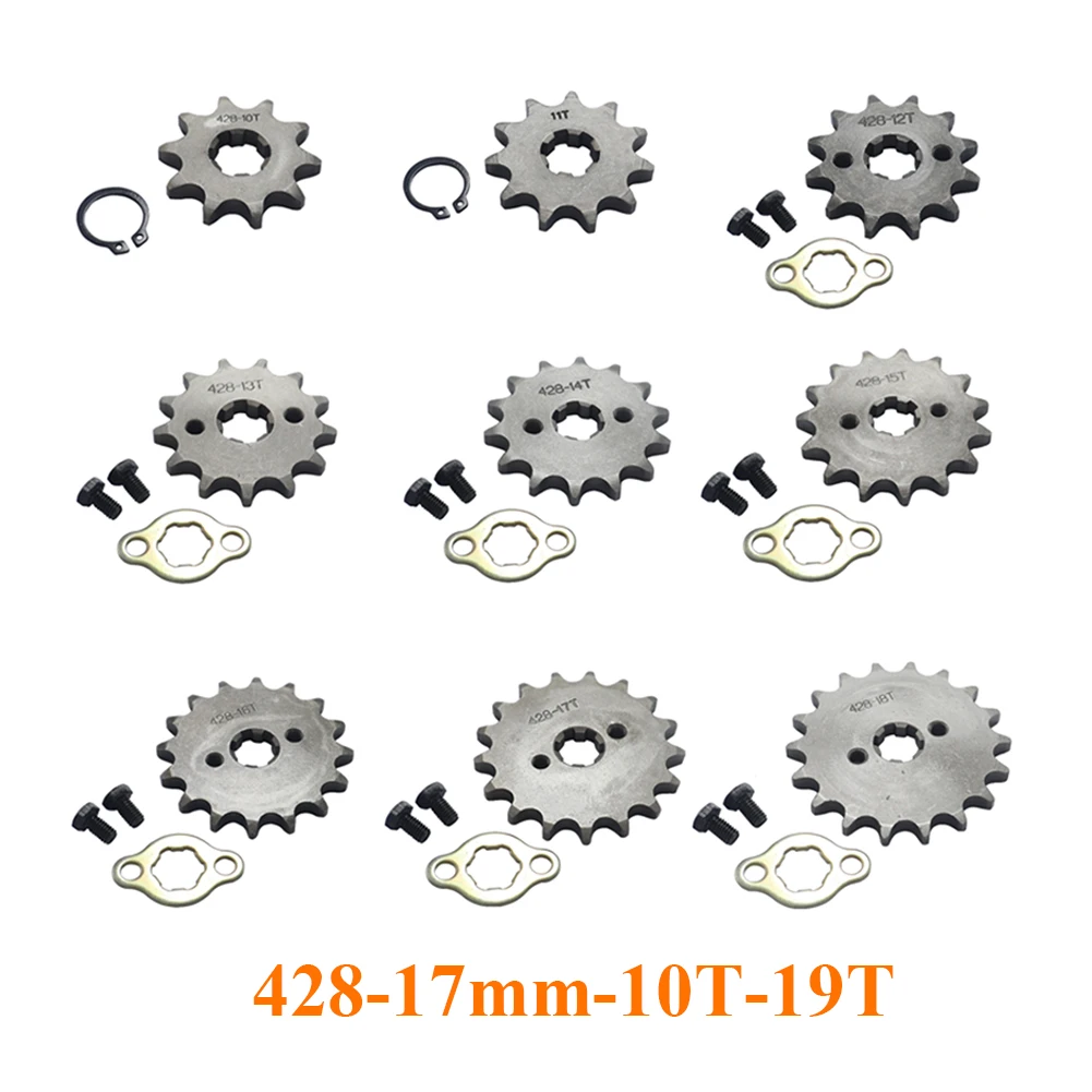 Front Engine 428# 17mm 10T-19T Sprocket For KAYO BSE SSR SDG Dirt Pit Bike ATV Quad Go Kart Moped Buggy Scooter Motorcycle