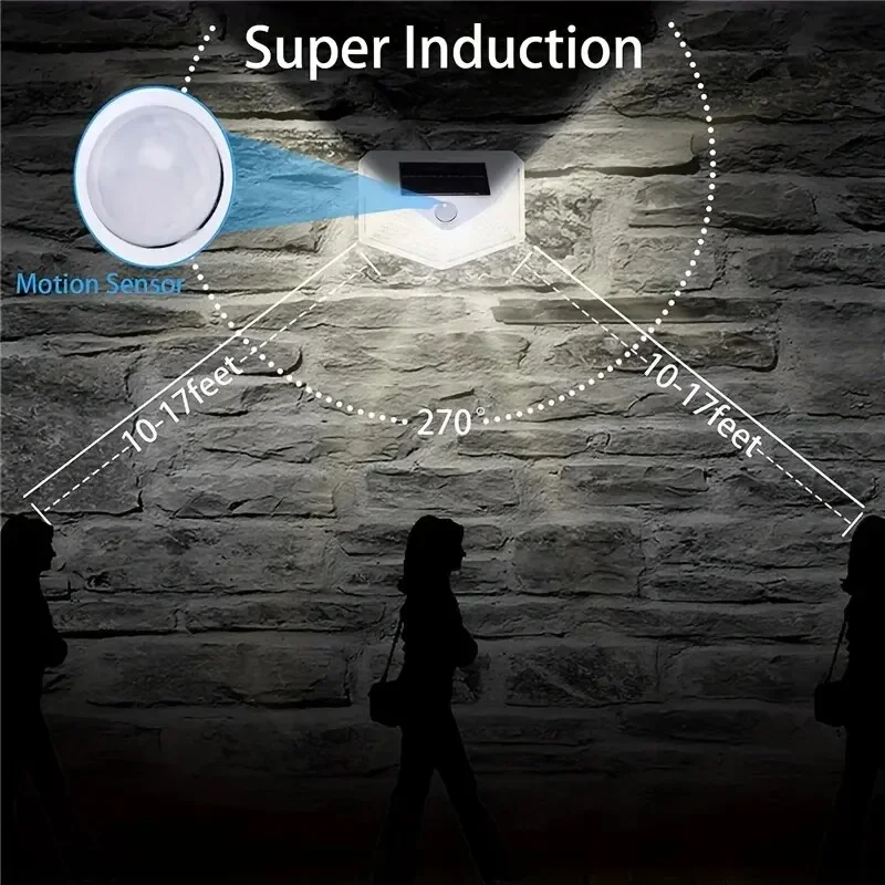 1PC Solar Light Outdoor 100 LED Wall Lamp PIR Motion Sensor Lamp Waterproof Stairs Lights for Courtyard Garden Street Decoration