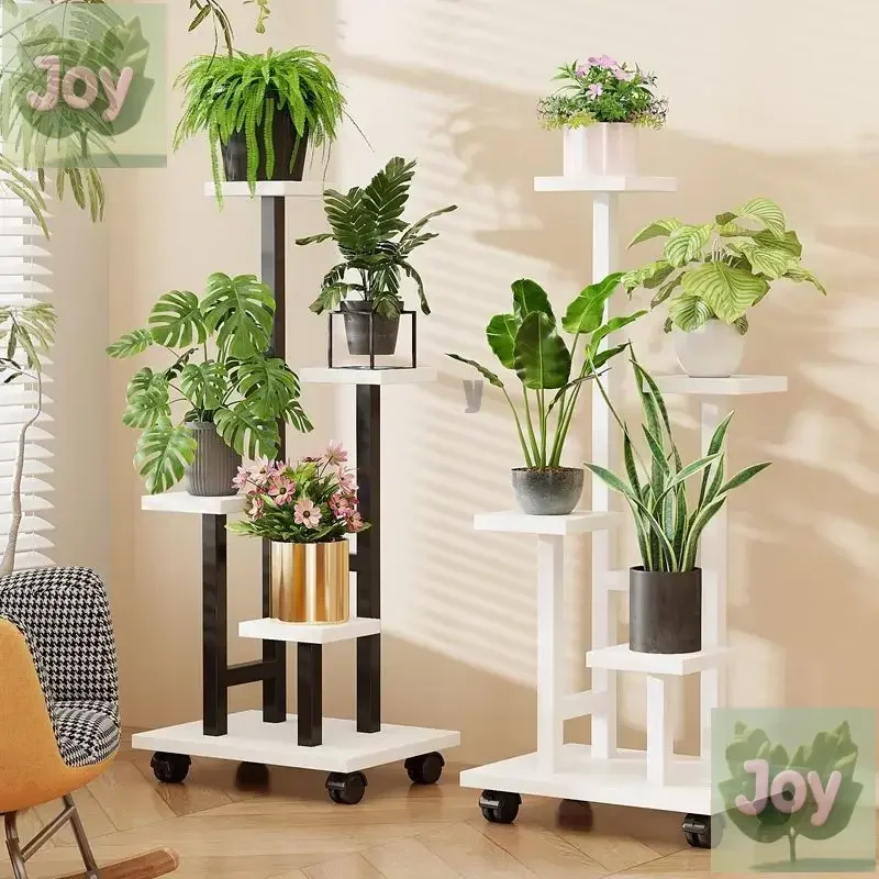 

Movable balcony flower rack Living room floor-to-ceiling wrought iron rack Multi-layer flower pot bracket Succulent plant shelf
