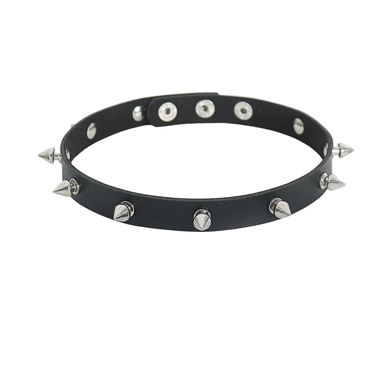 Punk Simple Night club Individuality Fashionable Dark Gothic Rivet PU leather Spike Leather Pendant Choker