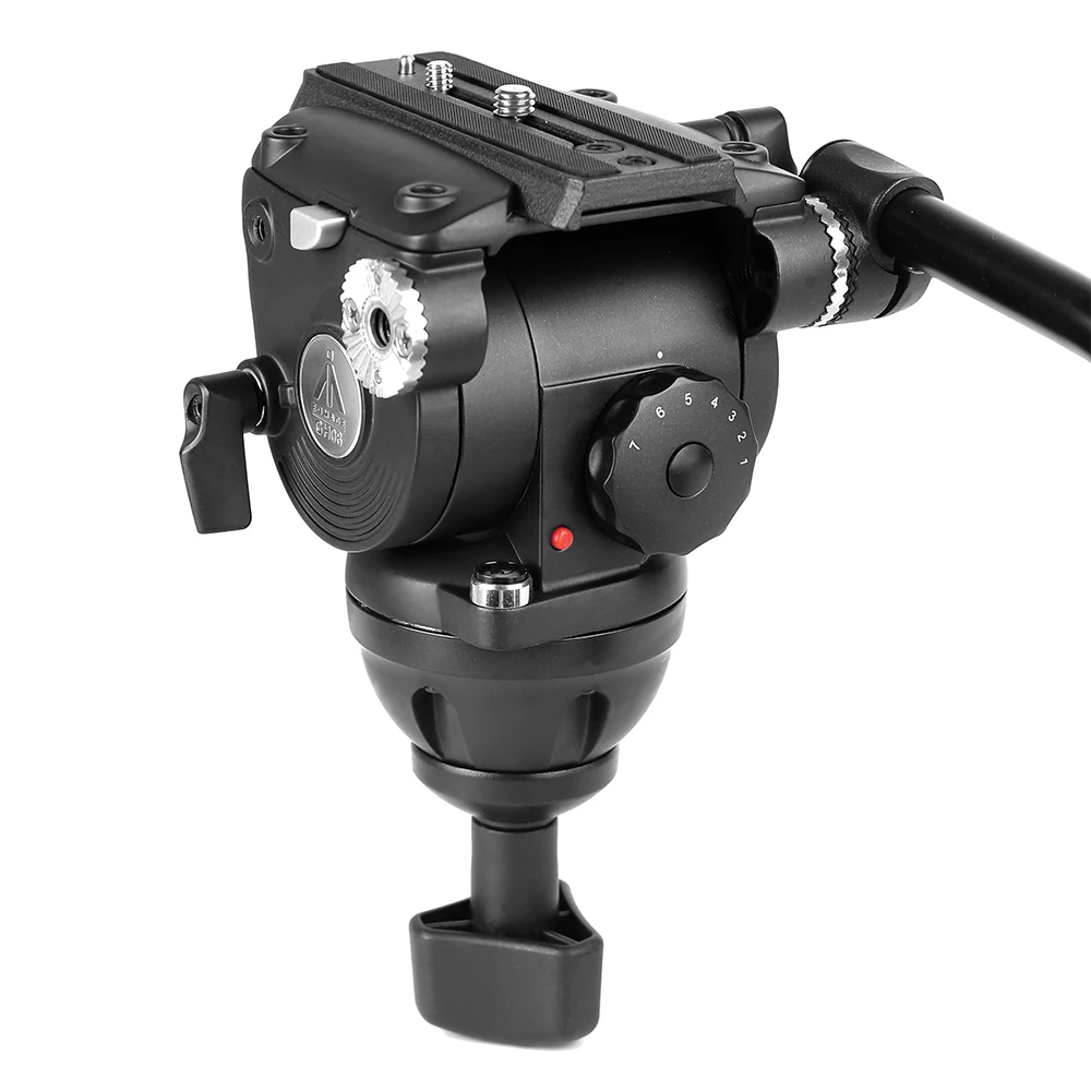 E-IMAGE GH08 8KG Payload Video Camera Tripod Fluid Head With 2-Section Pan Bar Handle Sliding Plate For Camcorder