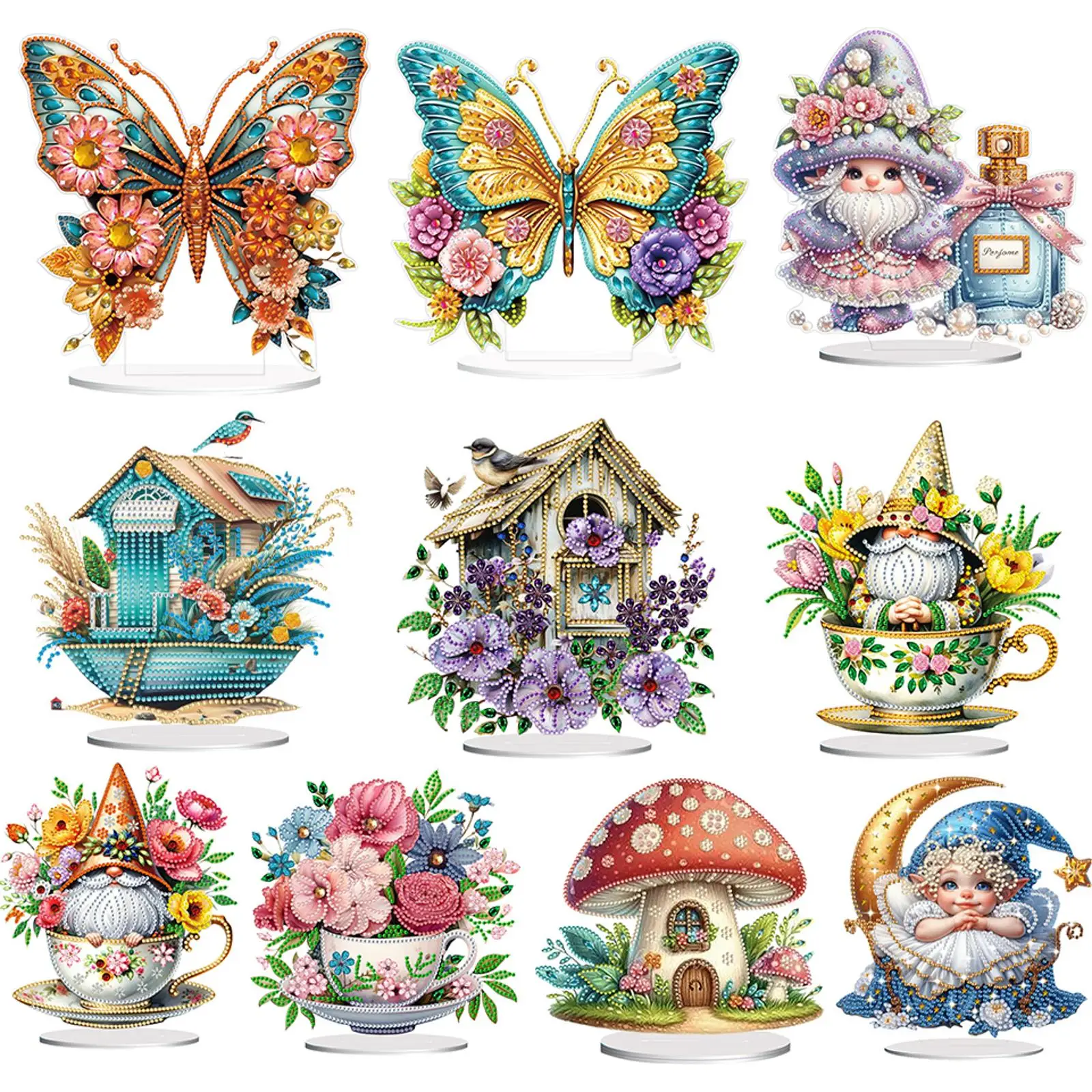 

Acrylic Special Shape Butterfly Desktop Diamond Art Kits 5D DIY Diamond Art Tabletop Decorations Diamond Painting Desktop Decors