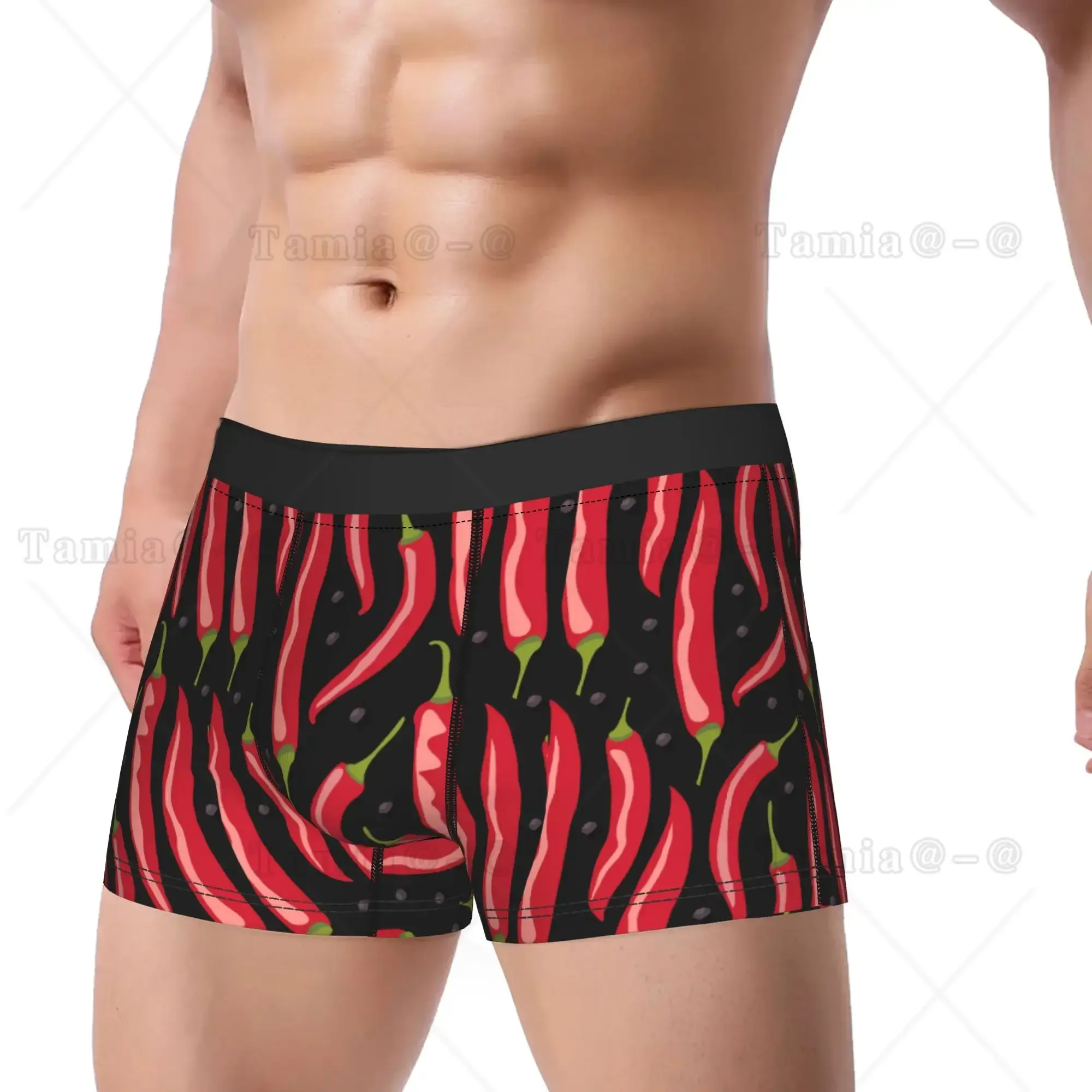 Red Chili Fruit Pattern Underwear  Men's Underpants Custom DIY Classic Boxer Shorts Quality Boxer Brief Plus