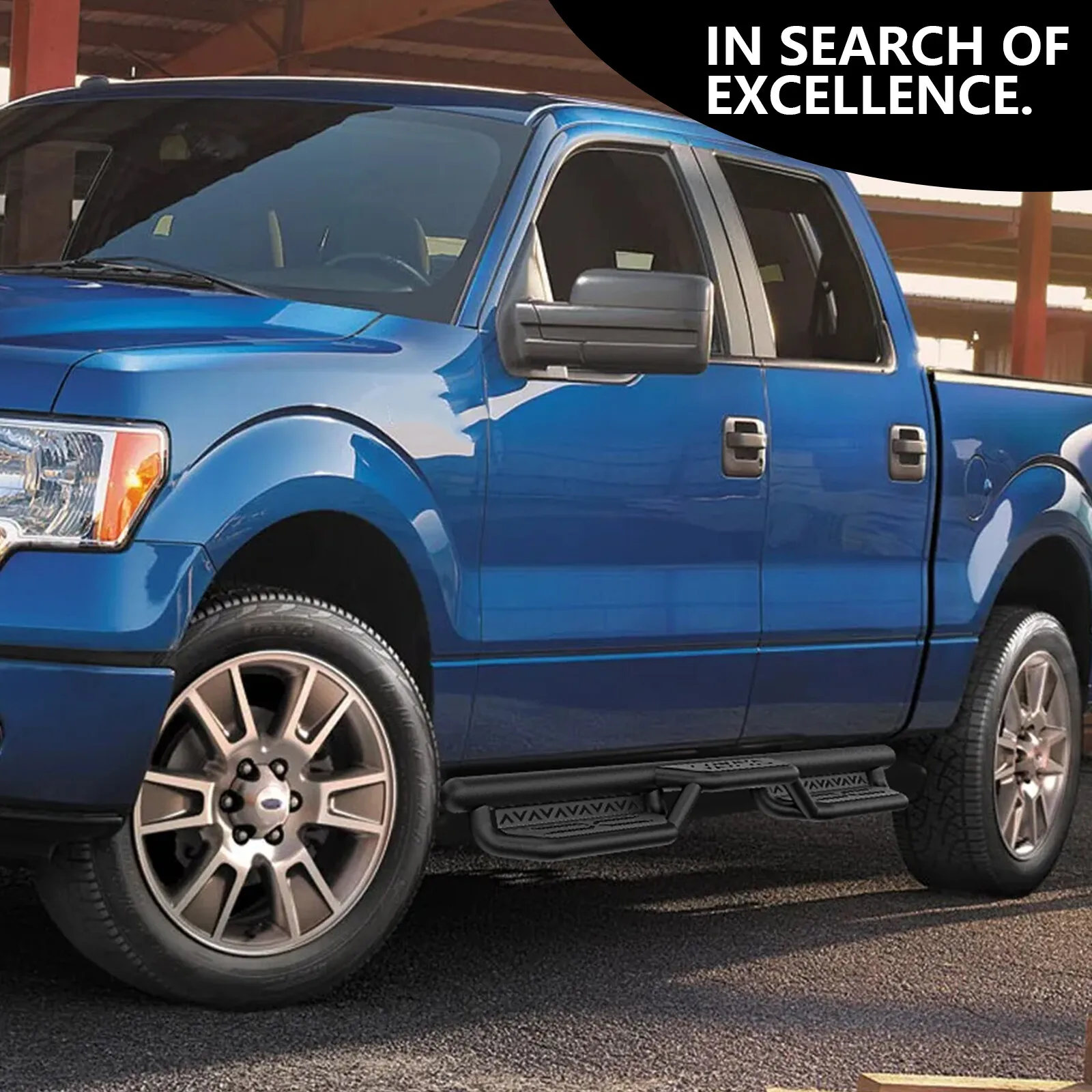لوحات الجري ذات الخطوات الجانبية لـ 2009-2014 Ford F150 F-150 Super Duty SuperCrew Cab (4 أبواب كاملة الحجم)، شريط Nerf ذو درجين #4