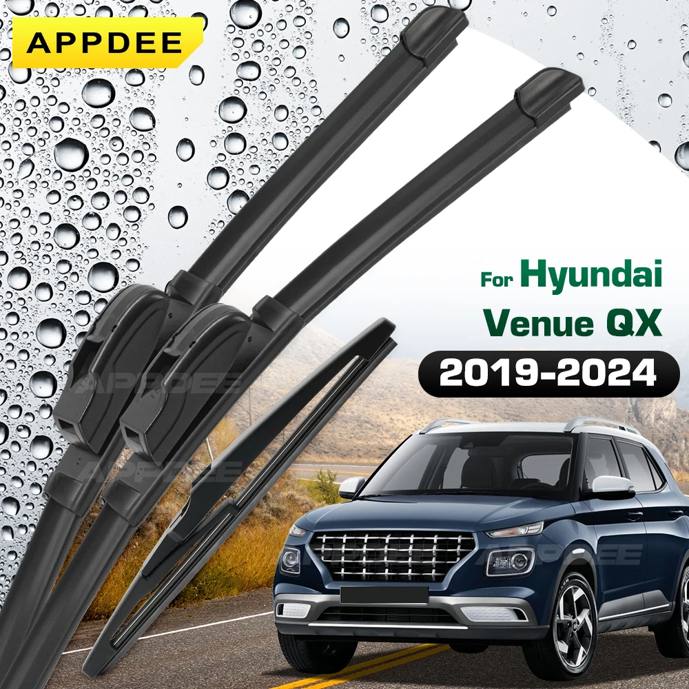 

For Hyundai Venue QX 2019-2024 Silicone & Rubber Wiper Front & Rear Wiper Blades Windshield Windscreen Window Brushes