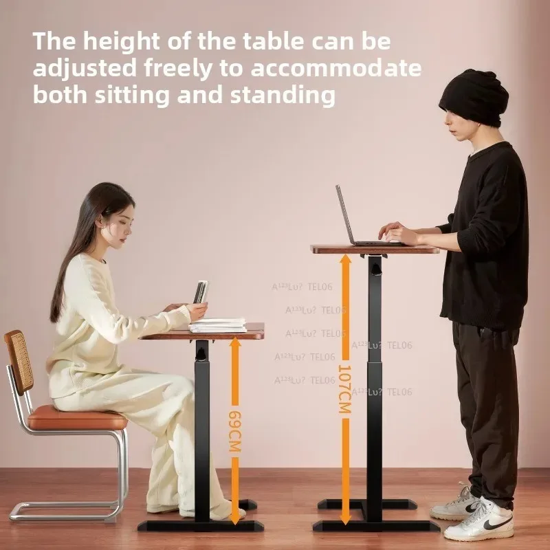 Adjustable Height Mobile Laptop Desk Rolling Bedside Table Home Office Study Workstation