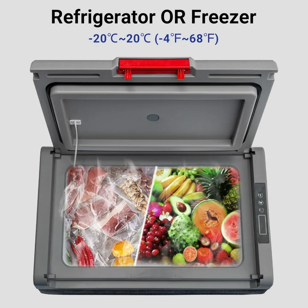 20L Portable Refrigerator/Freezer, DC 12V/24V Car Fridge with Compressor, Electric Cooler -4℉~68℉, Fast Cooling Compact Fridge