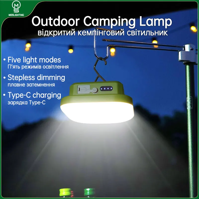 MOSLIGHTING 50W Solar Camping Lantern Hang Tent Lamp Fast Rechargeable Solar Floodlight Outdoor IP65 Waterproof Repair Lighting