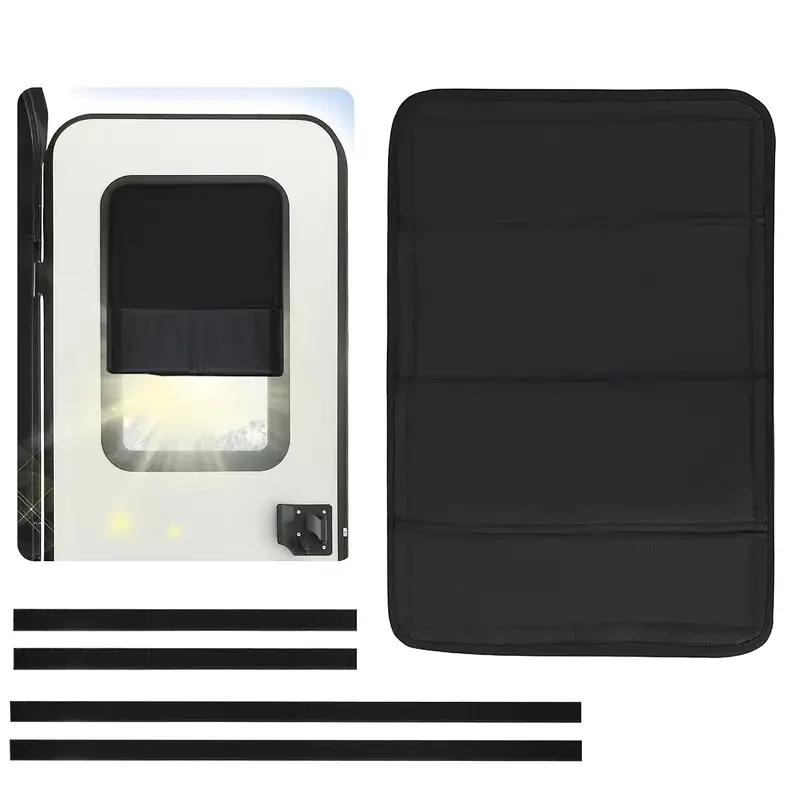 

RV Window Shade Fit Polyester Sunshade for Privacy&Light Blocking No-Drill Installation Black Foldable Design Ideal for Motorhom