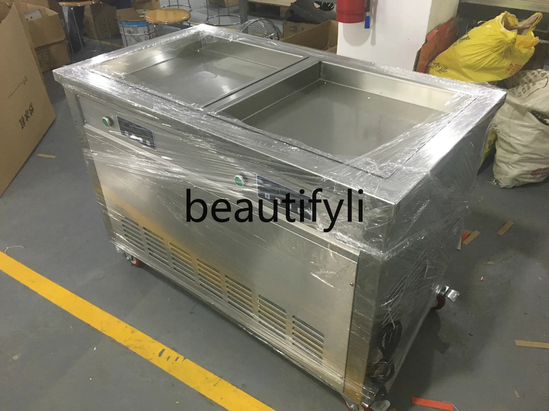 مقلاة آيس كريم ذكية ذات ضغط مزدوج على الوجهين مقلاة آيس كريم مخروطية تجارية مقلاة مخروطية آيس كريم