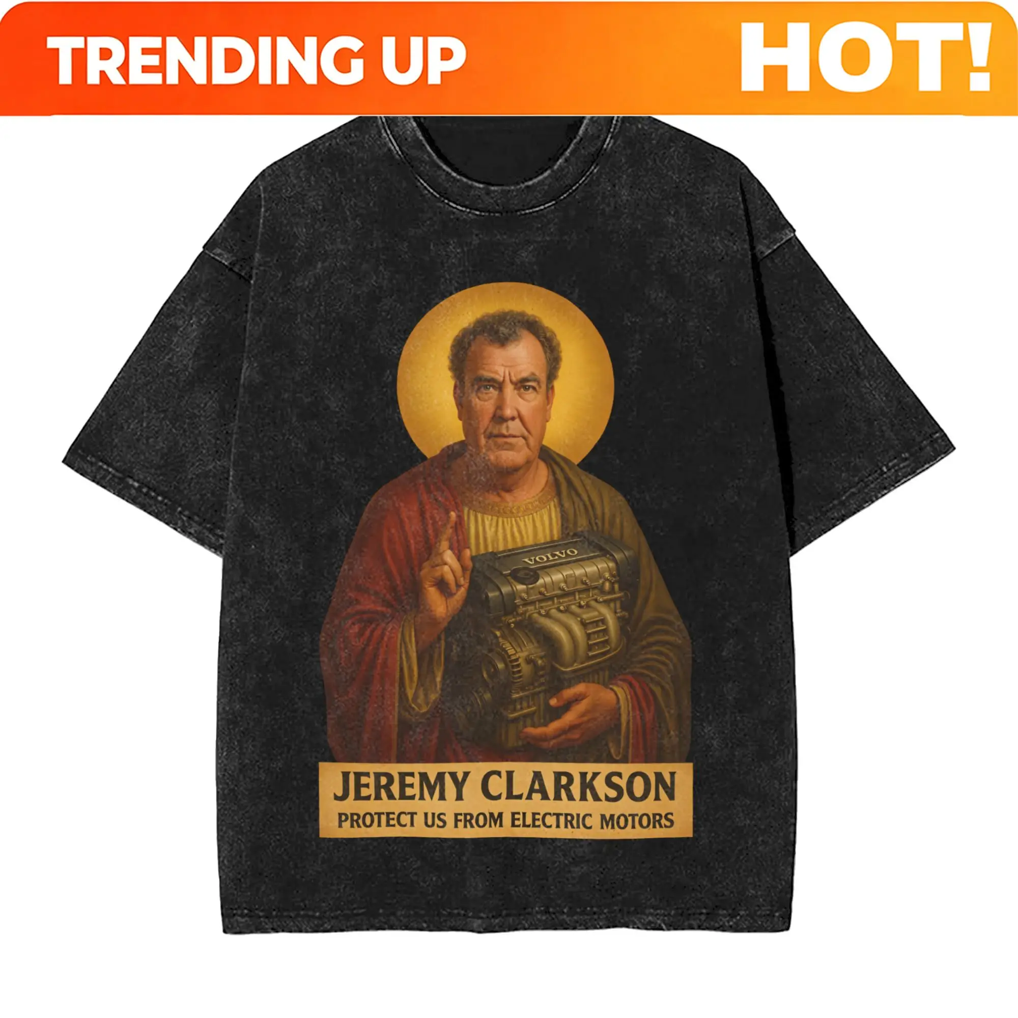 Customization Jeremy Clarkson Protect Us From Electric Motors Washed T Shirt Streetwear T-Shirts Tees For Men Women Cotton Haraj