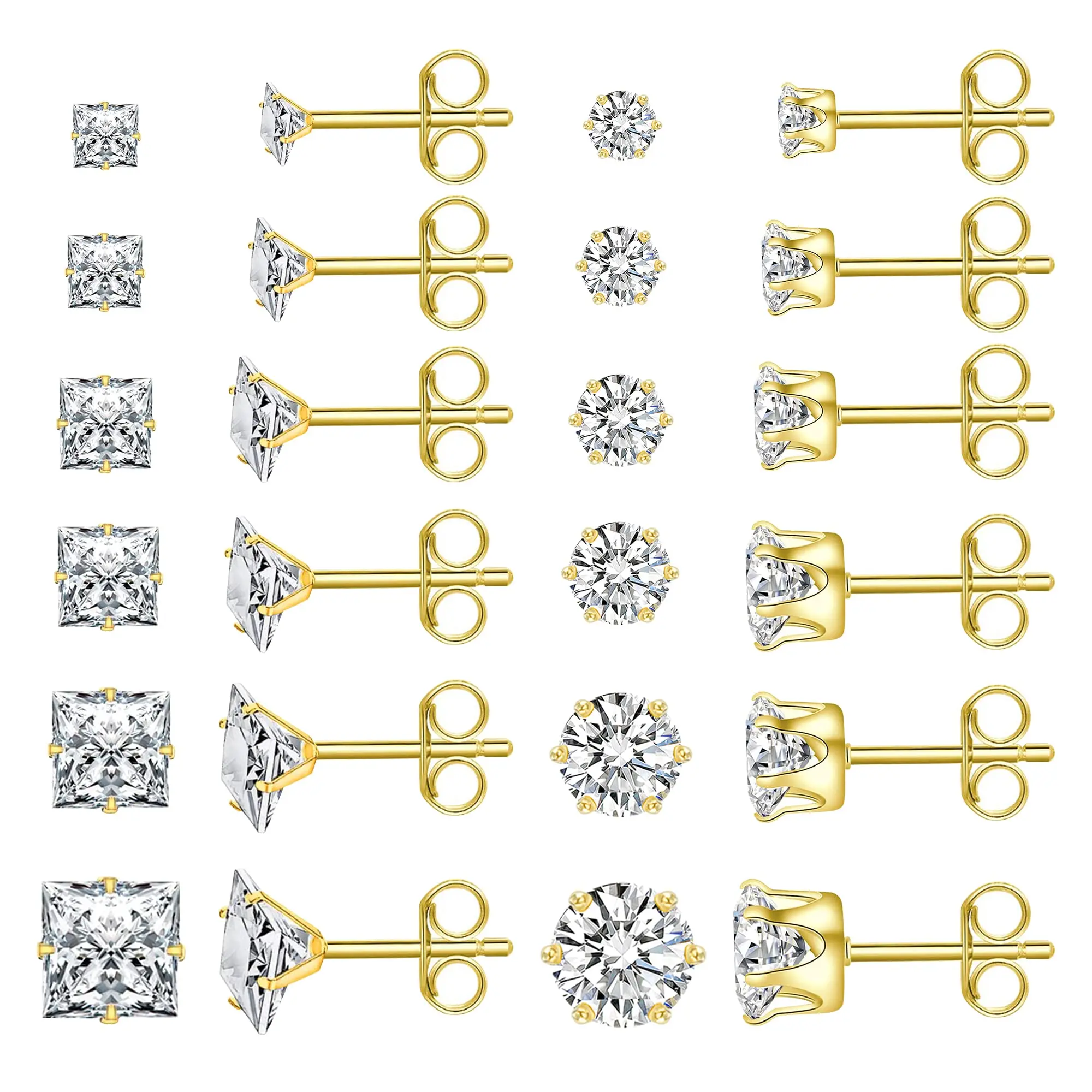 1 Pair Stainless Steel Stud Earrings For Women Men Girls Hypoallergenic Earrings For Women Cubic Zirconia Earrings Studs