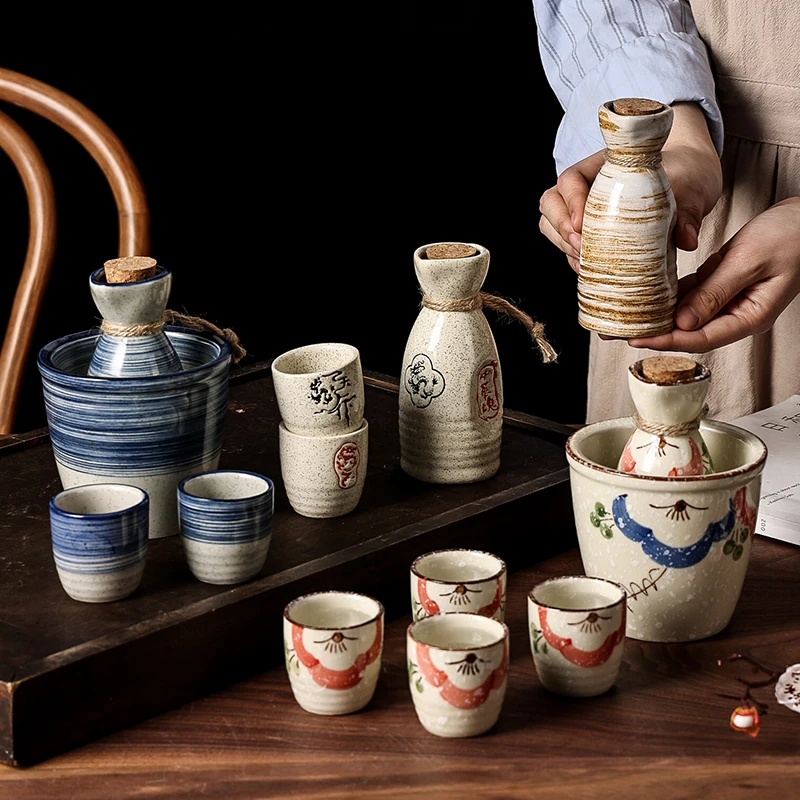 Japanese-style Sake Pot Baijiu Ceramic Wine Set Household Restaurant Ironing Pot Warm Wine Pot Small Wine Glass Spirits Cup