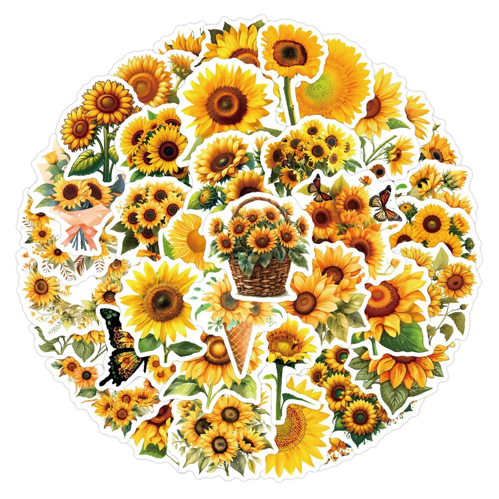 10/30/60 قطعة جديد عباد الشمس الكتابة على الجدران ملصقات الكرتون شخصية ملصقات الزخرفية DIY بها بنفسك الغيتار الهاتف كوب ماء سكيت #2