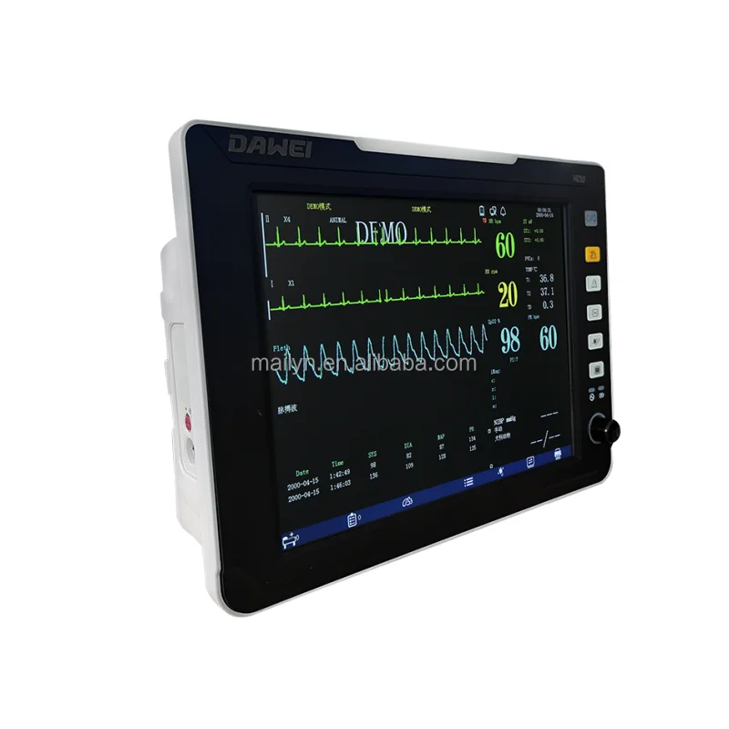 DAWEI VET Multiparameter Monitor - No-Fan Design Night Mode Adjustable Volume Animal Clinical Monitoring Tool
