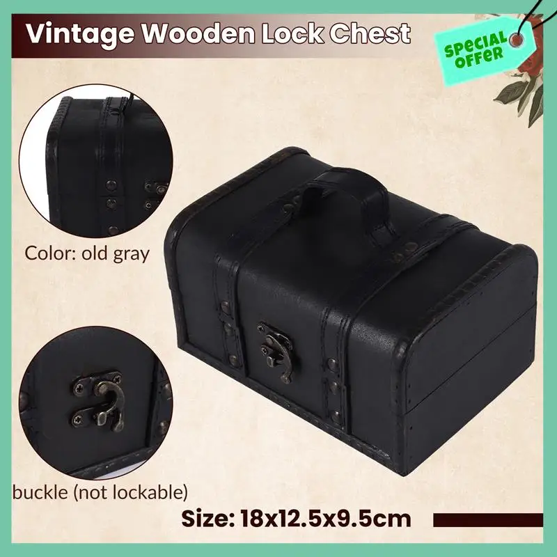 

Прочный ретро сундук с сокровищами, винтажный деревянный ящик для хранения, органайзер для ювелирных изделий в античном стиле для гардероба, шкатулка для драгоценностей, шкатулка для безделушек, Buck