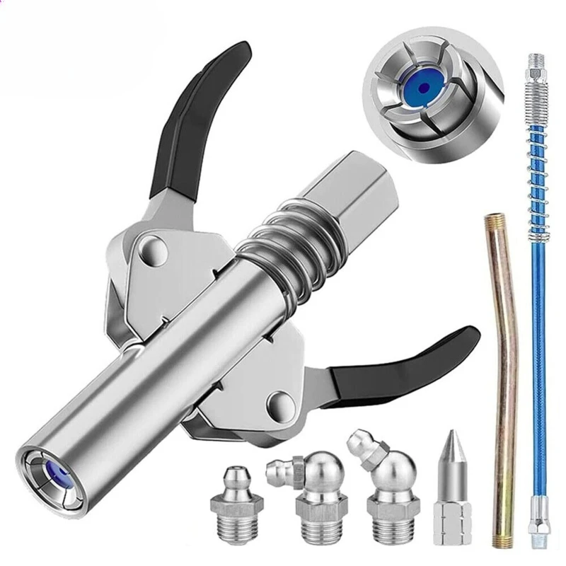 Grease Gun Coupler 10000 PSI NPTI/8 Oil Pump Quick Release Grease Tip Tool Car Syringe Lubricant Tip Grease Nozzle for Repair