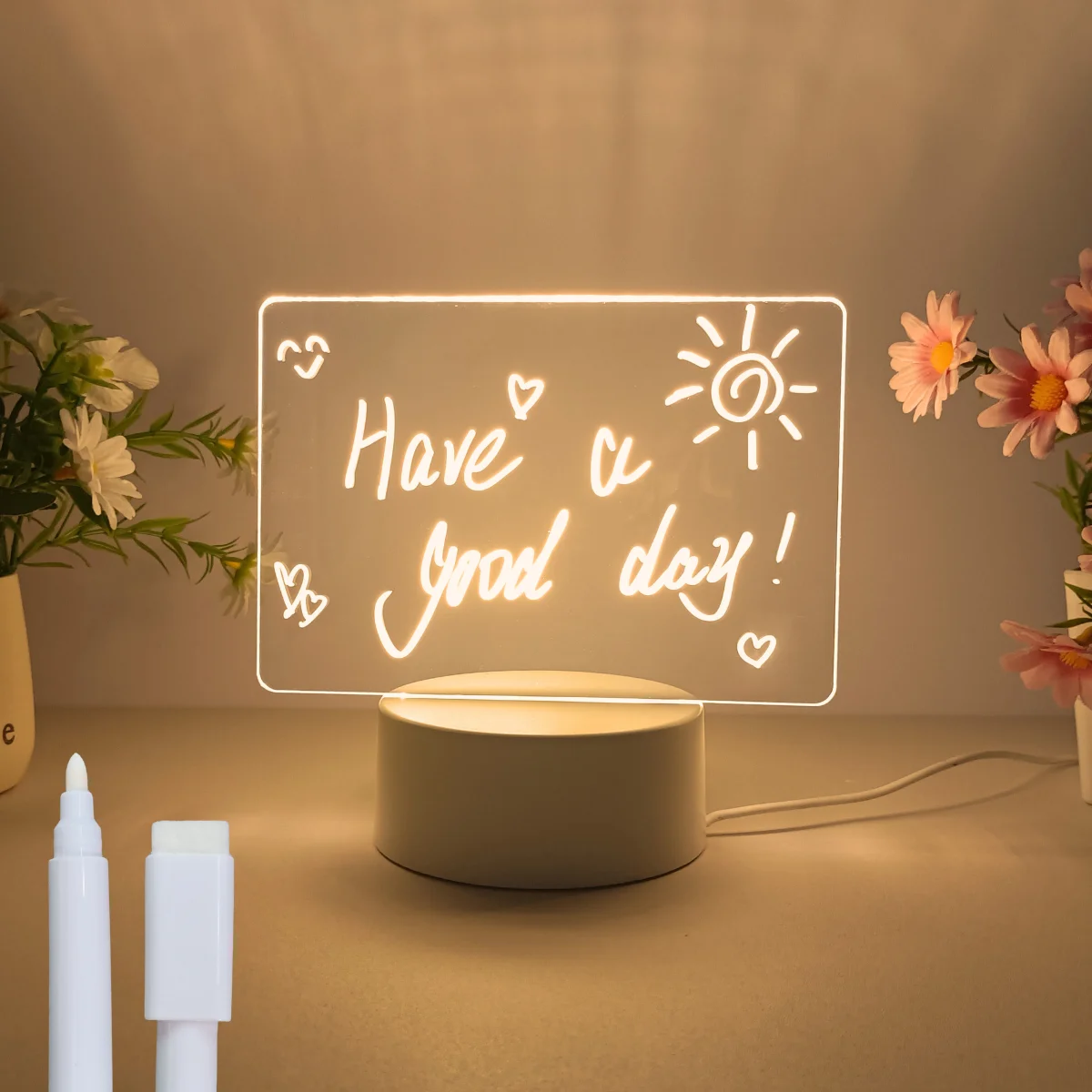 

1 шт. теплый свет DIY 3D ночник с ручкой для письма, USB-питанием, разрядыванием и творчеством, отличный подарок.